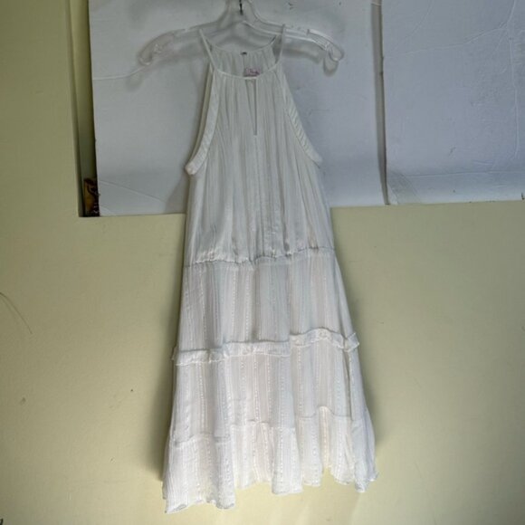 Parker Revolve Bruna Ruffled Tiered Crinkle Mini Dress Eyelet Halter Top Lined S - Picture 2 of 16